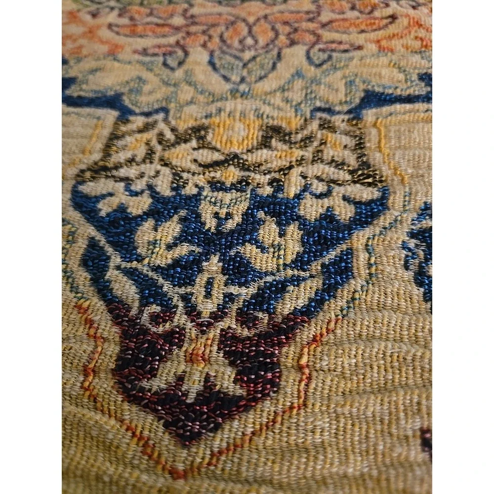 Vtg‎ Silk Woven Tapestry Arabian Horse Rider Tablecloth Bedspread Coverlet